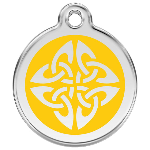 Stainless Steel And Enamel Tribal Arrows Yellow Dog ID Tag