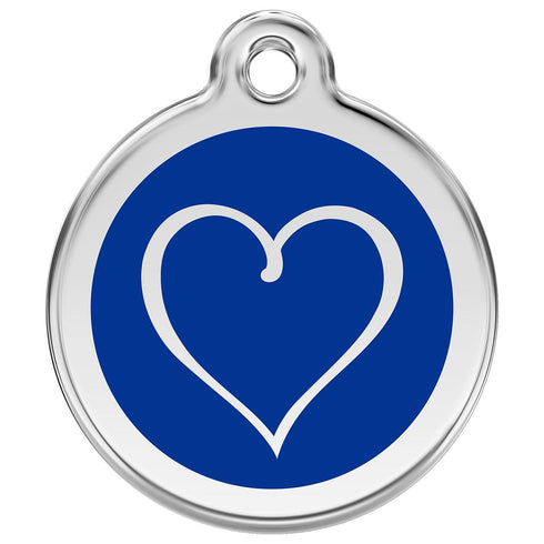 Stainless Steel And Enamel Tribal Heart Dark Blue Dog ID Tag