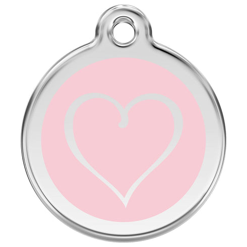 Stainless Steel And Enamel Tribal Heart Pink Dog ID Tag