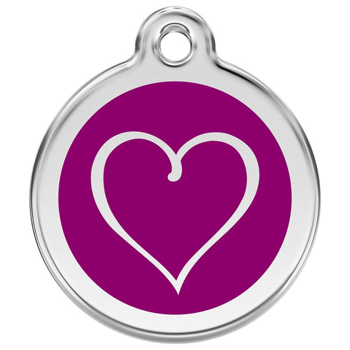 Stainless Steel And Enamel Tribal Heart Purple Dog ID Tag