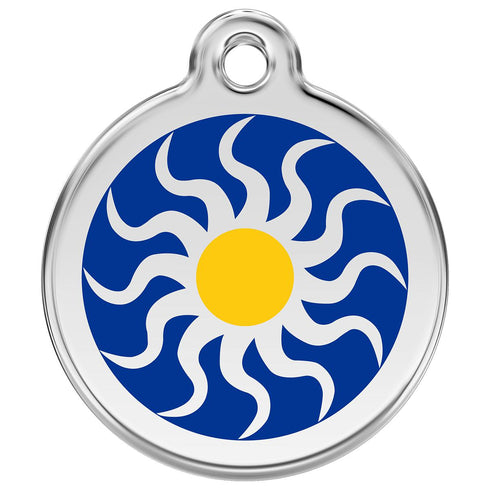 Stainless Steel And Enamel Tribal Sun Dog ID Tag