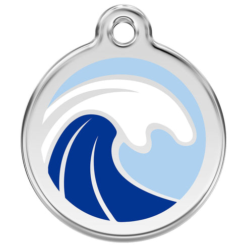 Stainless Steel And Enamel Wave Dog ID Tag