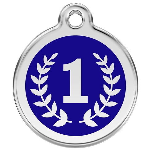 Stainless Steel And Enamel Winner Dark Blue Dog ID Tag