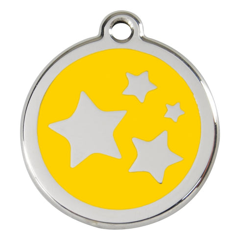 Stainless Steel And Enamel Yellow Stars Dog ID Tag