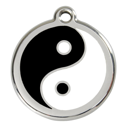 Stainless Steel And Enamel Ying Yang Dog ID Tag
