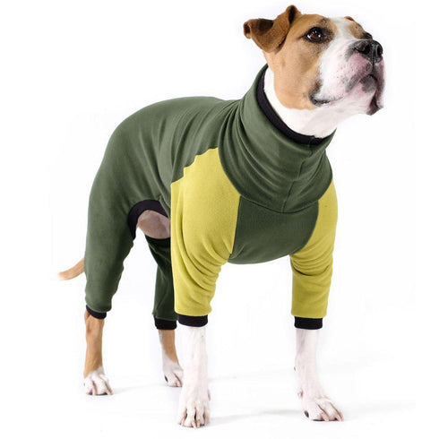 Stretch Fleece Onesie Dog Pajamas Hunter/Avocado