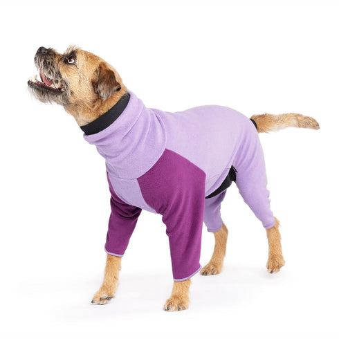 Stretch Fleece Onesie Dog Pajamas Lavender/Eggplant