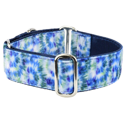 Swiss Velvet Dog Collar Navy Tie-Dye