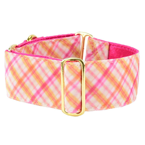 Swiss Velvet Dog Collar Pink Plaid