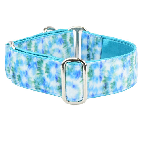 Swiss Velvet Dog Collar Teal Tie-Dye