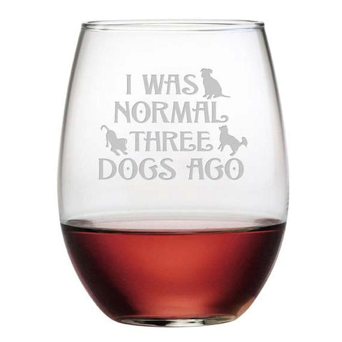 Three Dogs Ago Stemless Wine Glasses, Set Of 4