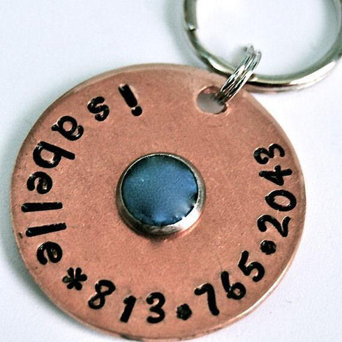 Turquoise Center Copper Dog ID Tag