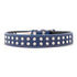 Tuscan Leather Crystallized Dog Collar Navy Blue