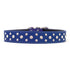 Tuscan Leather Crystallized Dog Collar Navy Blue