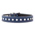 Tuscan Leather Crystallized Dog Collar Navy Blue
