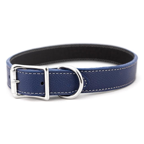 Tuscan Leather Dog Collar Blue
