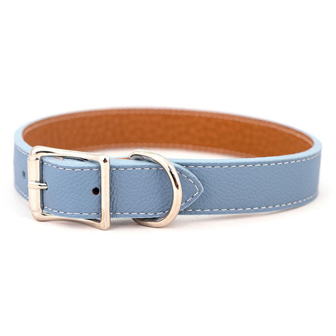 Tuscan Leather Dog Collar Light Blue