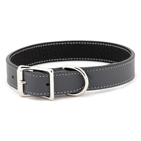 Tuscan Leather Dog Collar Slate Grey