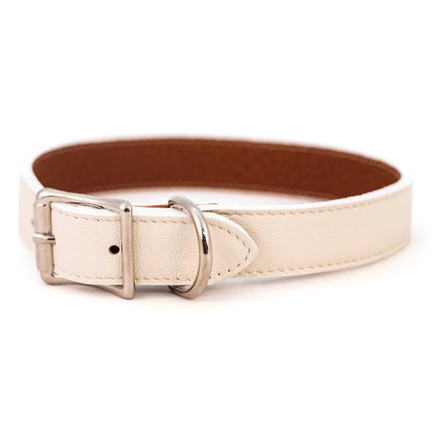 Tuscan Leather Dog Collar White