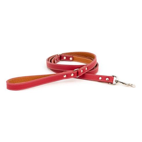 Tuscan Leather Dog Leash Bright Red