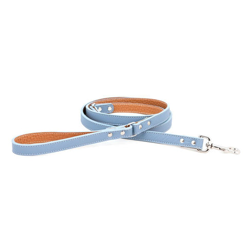 Tuscan Leather Dog Leash Light Blue