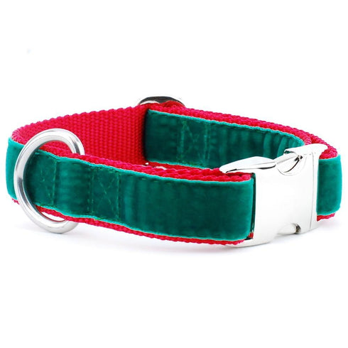 Velvet Essential Dog Collar Green/Red Holiday