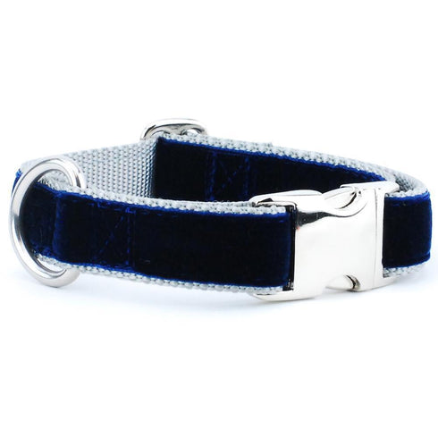 Velvet Essential Dog Collar Navy/Silver Holiday