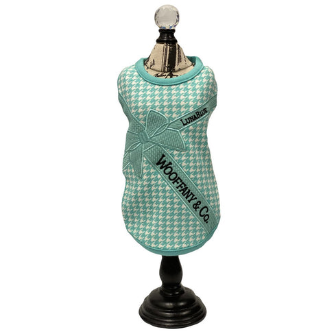 Wooffany Houndstooth Blue Ribbon Dog Tank