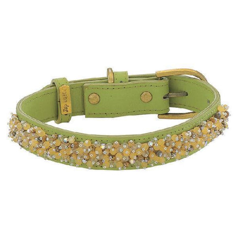 Yellow Jade And Picture Jasper Beaded Dog Collar