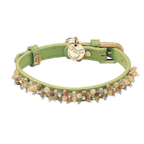 Yellow Jade And Picture Jasper Mini Beaded Dog Collar