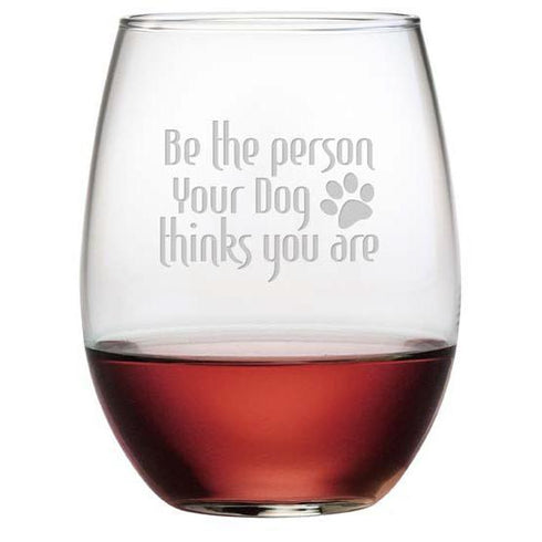 Your Dog Thinks Stemless Wine Glasses, Set Of 4
