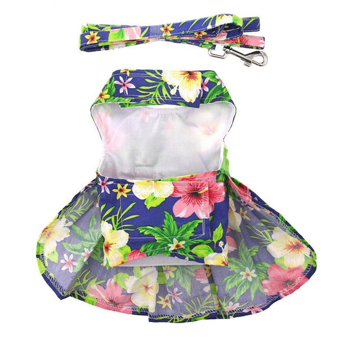 Sky Blue Tiare Flower Hawaiian Dog Dress