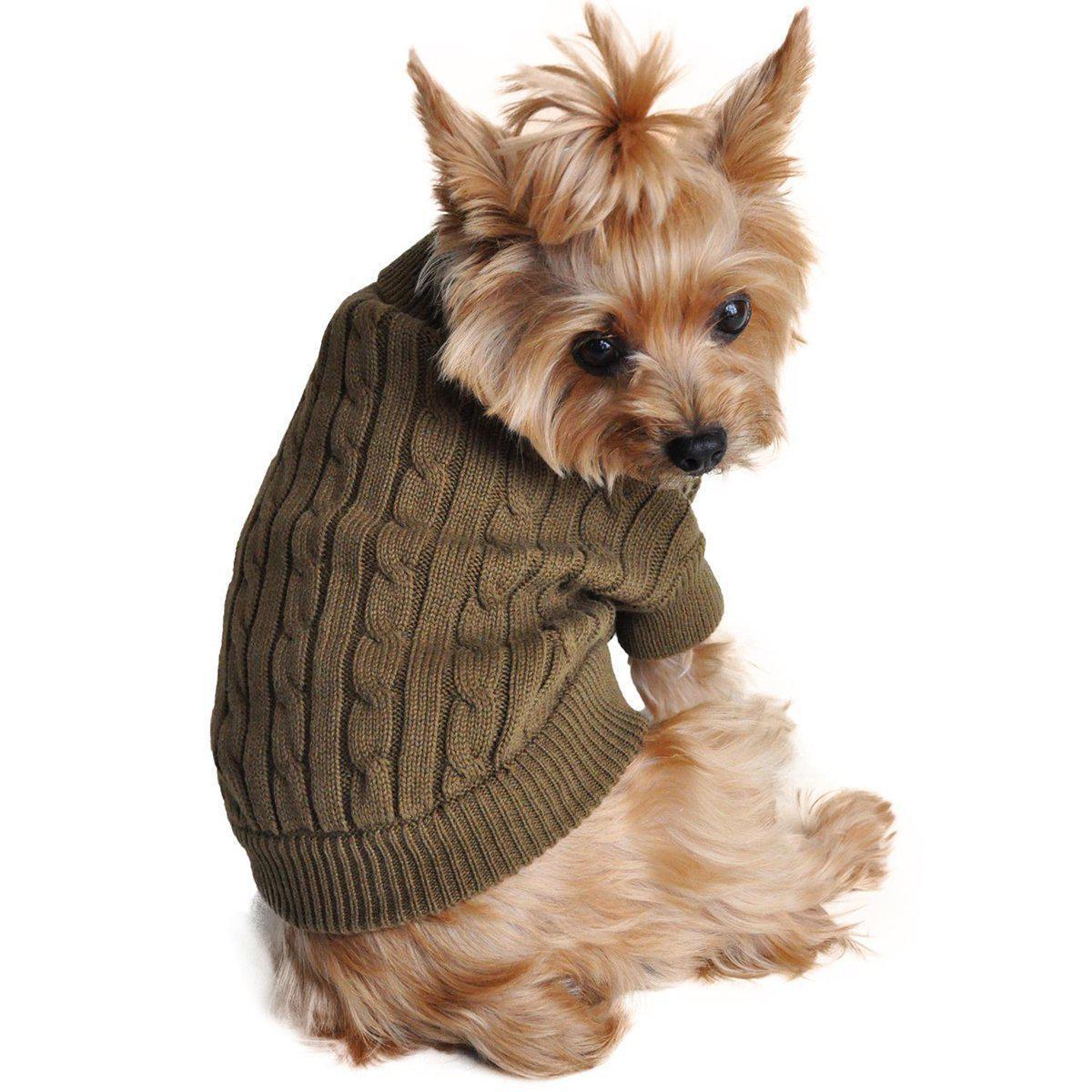 Combed Cotton Cable Knit Dog Sweater Herb Green – Bitch New York