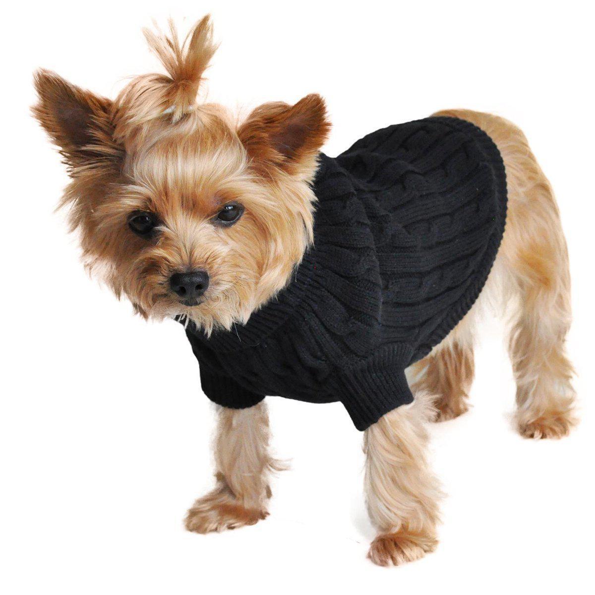 Combed Cotton Cable Knit Dog Sweater Jet Black – Bitch New York