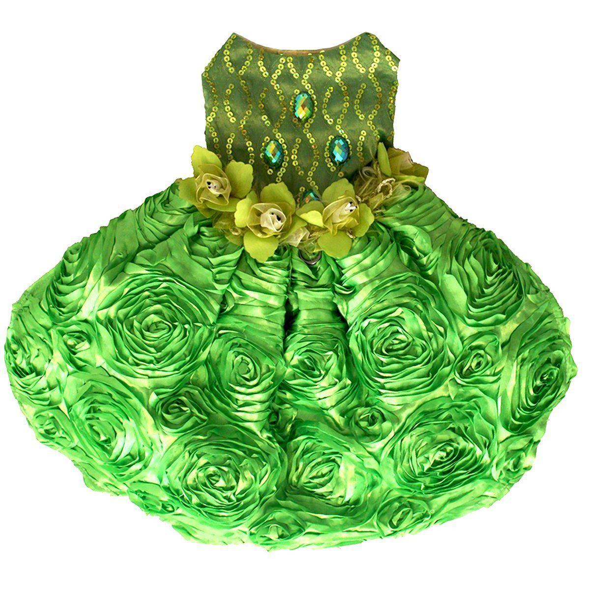 Key Lime Green Sequin Taffeta Dog Gown S